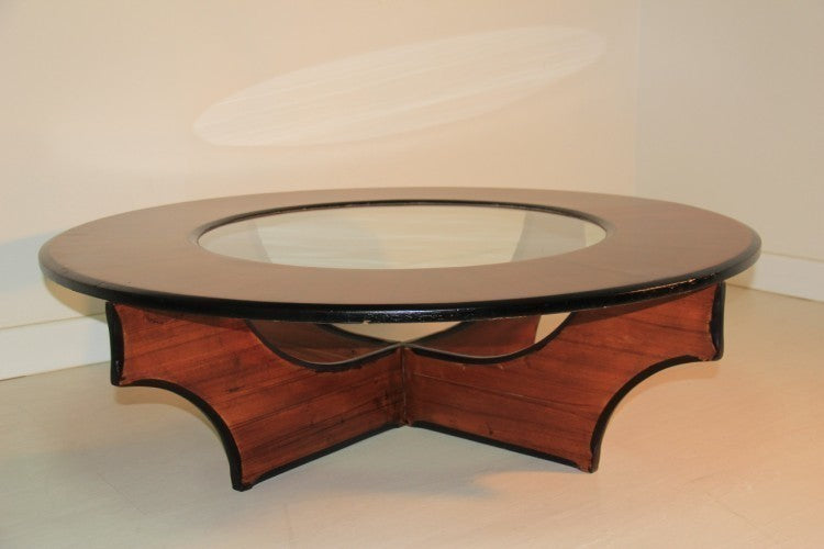Great mid century round coffee table italian design glass top – A rare vintage treasure