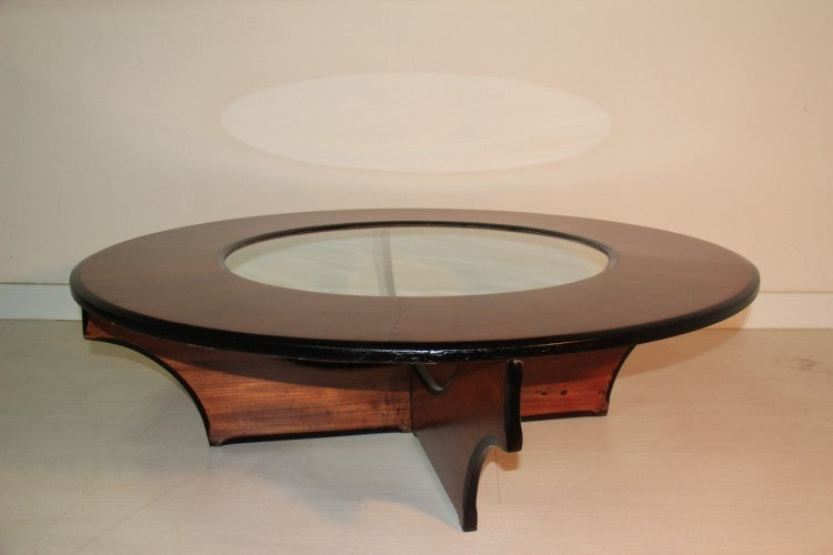 Great mid century round coffee table italian design glass top – A rare vintage treasure
