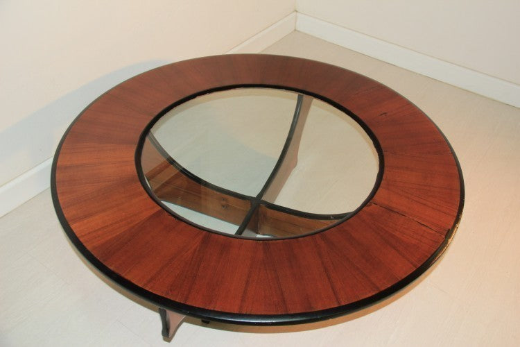 Great mid century round coffee table italian design glass top – A rare vintage treasure