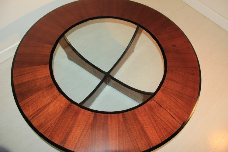 Great mid century round coffee table italian design glass top – A rare vintage treasure