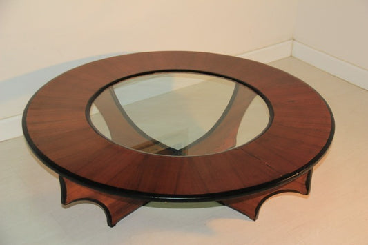 Great mid century round coffee table italian design glass top – A rare vintage treasure